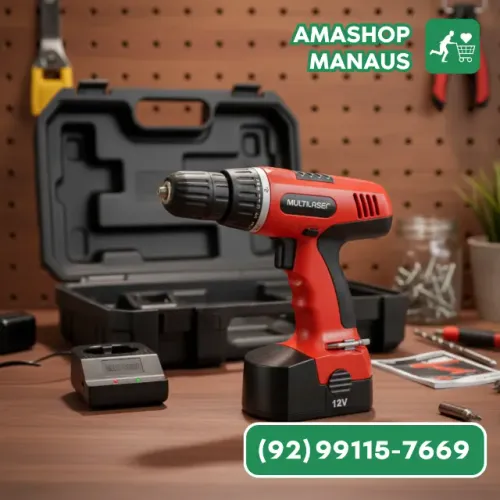 Parafusadeira Furadeira Elétrica Bivolt 12V Multilaser com Maleta