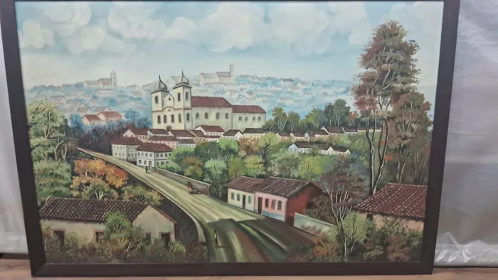 Quadro Belíssimo pintura a óleo sobre tela medidas 1.28 x 0.86