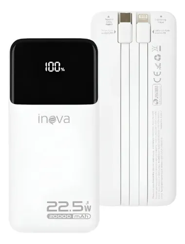 Power Bank 20000mah Carregador Portátil Super Rápido 22.5w,com Display + Cabos 