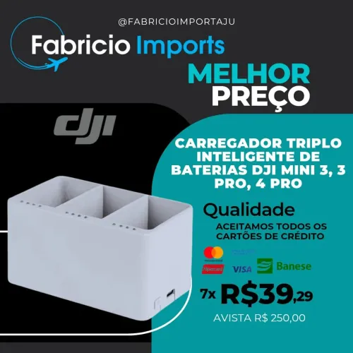 CARREGADOR TRIPLO DJI MINI 3, 3PRO, 4PRO