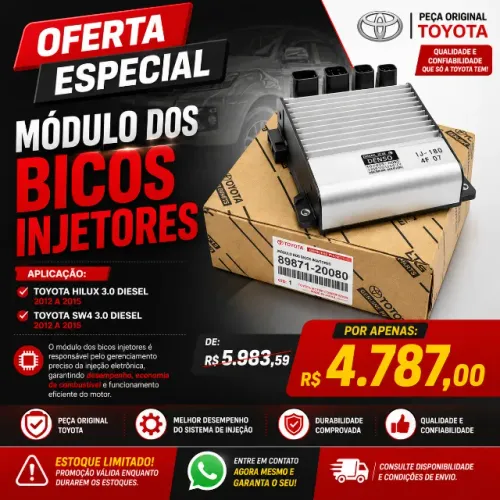 MÓDULO DOS BICOS INJETORES ORIGINAL TOYOTA HILUX E SW4 3.0 DIESEL