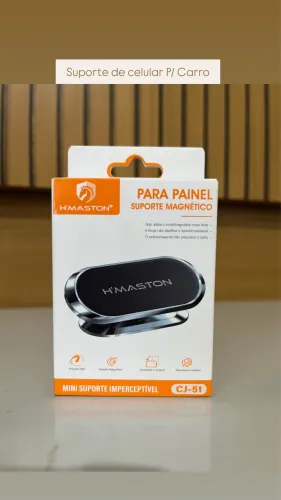 Mini Suporte Celular Magnético Carro Painel H'Maston - Imã Forte 360º