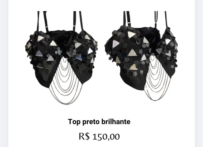 Top preto brilhante festa Mondabelle