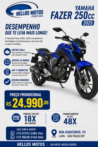 Yamaha Fazer FZ25 250 cc aceito moto na troca fin 48x aceito cartão 12x 18x 1.8% am