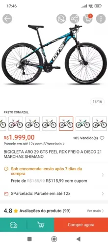 Bicicleta aro 29 quadro de alumínio