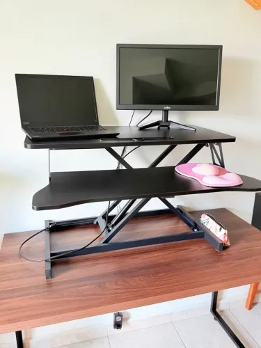 ? Mesa Home Office + Suporte Ergonômico Regulável para Trabalhar em Pé