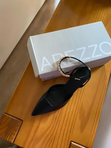 SAPATO SCARTIN SLINGBACK AREZZO PRETO TAMANHO 36 NOVO