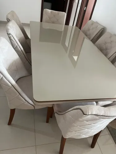 Mesa de Jantar 8 Lugares Base Madeira Maciça