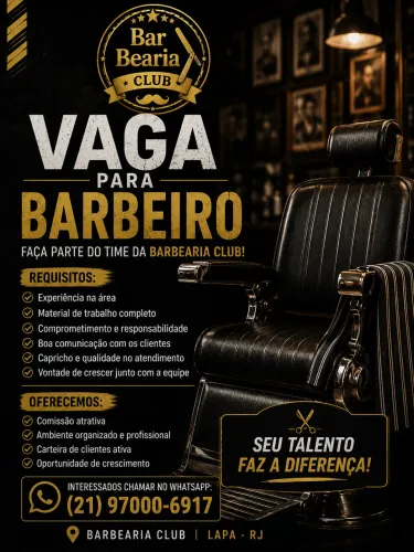 Vaga para barbeiro/contrata-se barbeiro