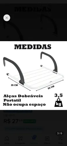 Varal portatel janela