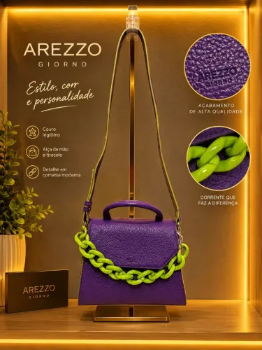 Bolsa arezzo lilas couro