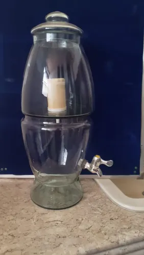 Raridade  Filtro de água de vidro com velas 65cm altura