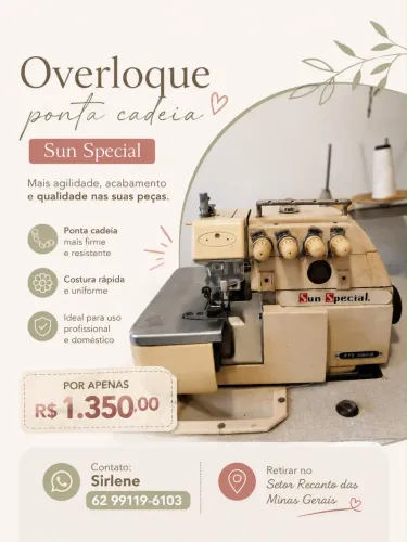 Máquina de costura overloque e ganoleira