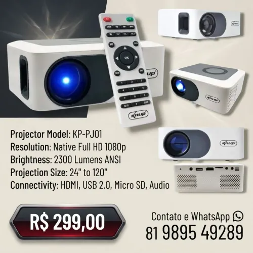 Projetor Led Multimídia Knup Kp-pj003 Full Hd