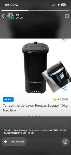 Tanquinho SUGGAR semi novo
