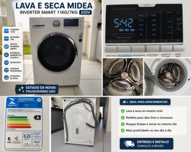 Lava e Seca Midea Inverter Smart 11kg/7kg - Estado de Nova - 220V