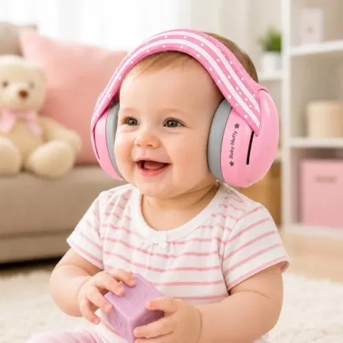 Fone Abafador de Ruído Infantil para Bebes (Rosa)