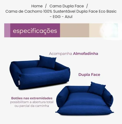 Cama de Cachorro dupla face - EGG azul