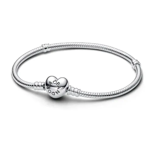 Bracelete Pandora Pulseira De Prata E Fecho Coracao