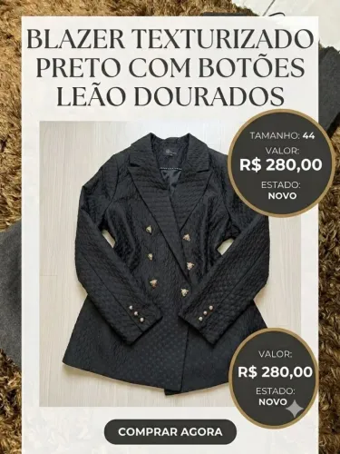 Blazer texturizado preto