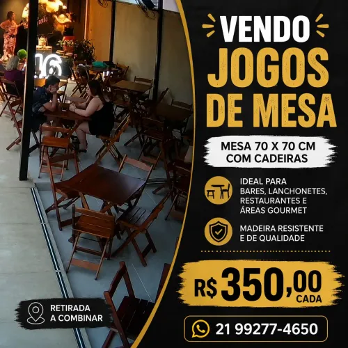 Jogo de mesa madeira 70×70 ótimo estado.