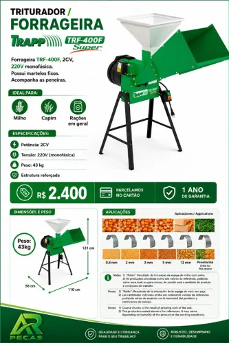 Triturador Forrageira TRAPP TRF-400F Super