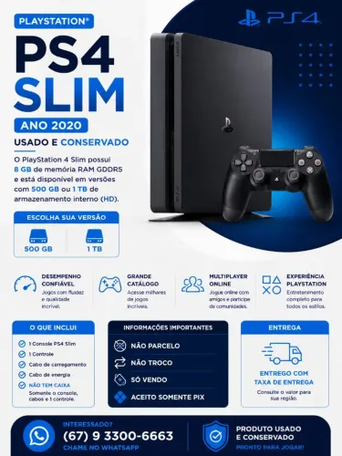 PS4 Slim (2020) + Controle