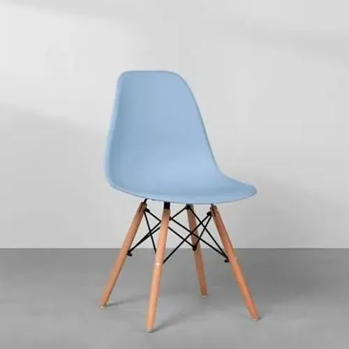Cadeira Eames Eiffel com Base de Madeira - Azul<br>