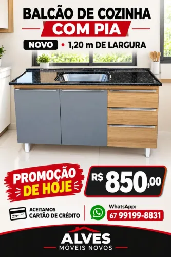 Balcão de cozinha com pia novo na promoção entrego