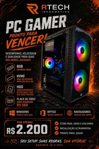 ? PC GAMER COM RX 550 4GB | XEON E5-2640 | SSD NVMe 240GB