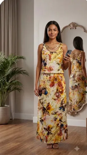Vestido longo estampa tropical - veste 42/44