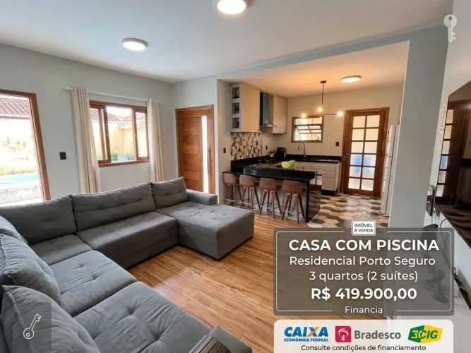 Casa com piscina 3 quartos