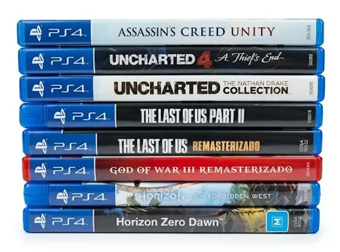 Lote de 8 Jogos PS4 Originais ( God of War, The last of Us parte I e Parte II, Uncharted).