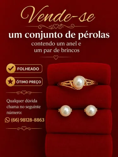Vende-se conjuto brincos com anel, foleados