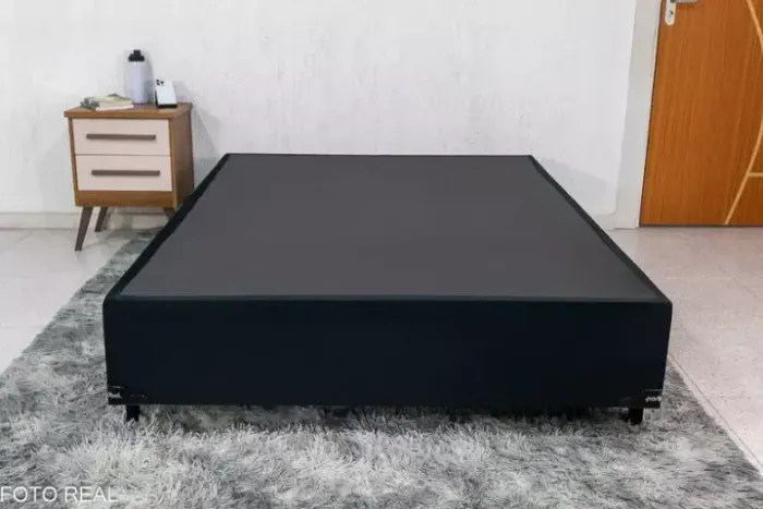Base Box Casal Preto Suede Nova Frete Grátis