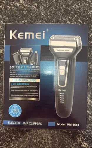 Máquina de Barbear Kemei KM-6558 Aparador Elétrico 3 Em 1