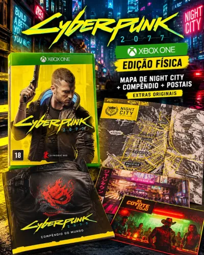 CYBERPUNK 2077 XBOX ONE ORIGINAL - MAPA NIGHT CITY + EXTRAS