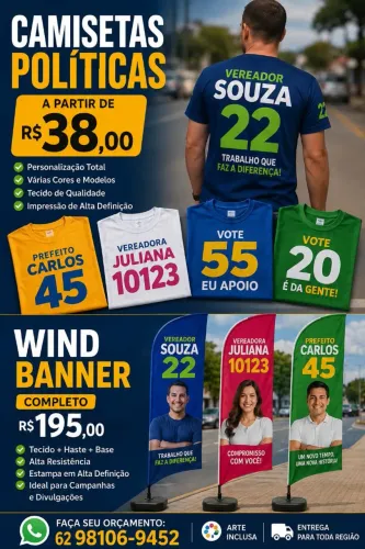 CAMISETAS E WINDBANNER POLÍTICA