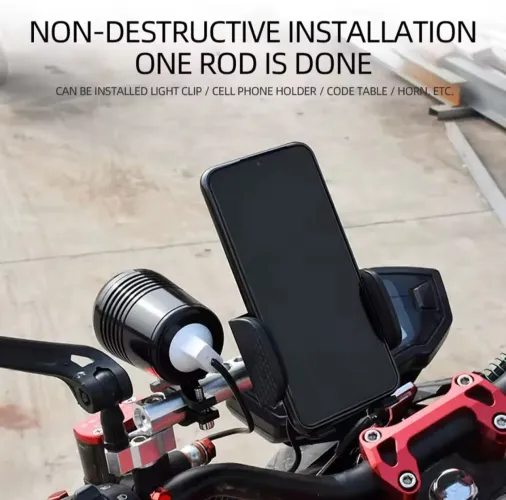 Base em alumínio para suporte de celular e outros em moto