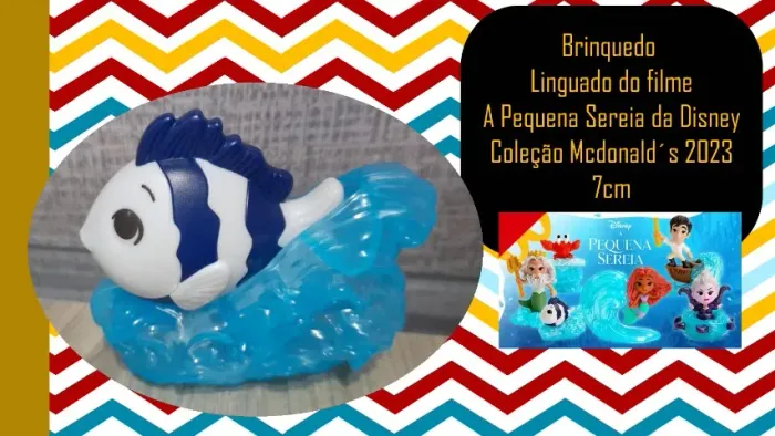 Brinquedo Linguado do filme A Pequena Sereia da Disney Coleção Mcdonald´s 2023