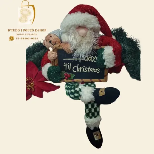 Papai Noel- Pelúcia- CONTAGEM REGRESSIVA NATAL- VINTAGE- IMPORTADO E.U.A 43cm