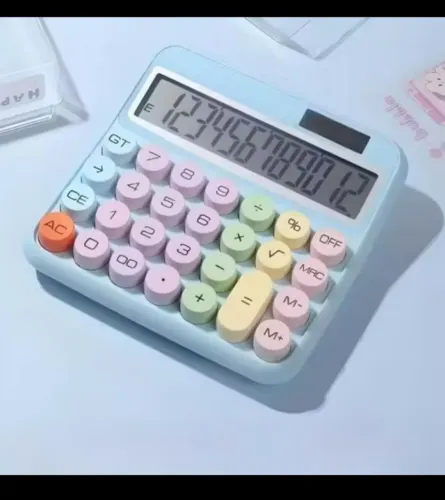 Calculadora multicolor <br>com 12 Digitos Grande Tela Lclmd Botão Mecânic,