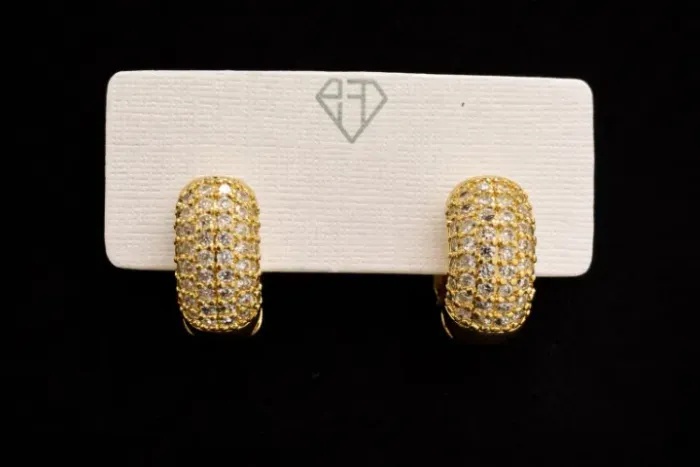 Brinco Argola Cravejado Luxo - Dourado com Zircônias Brilhantes