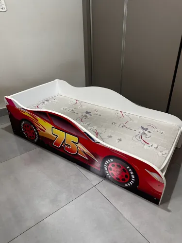 Cama infantil juvenil mcqueen Vermelha + colchão
