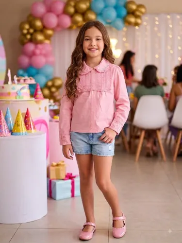 CAMISA BATA MANGA LONGA INFANTIL LILICA RIPILICA - 10 ANOS - SEMINOVA PERFEITA!
