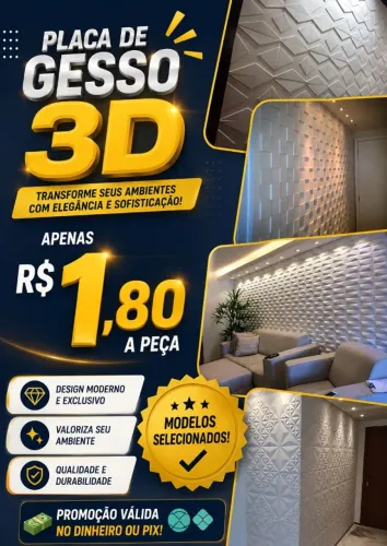Placa de gesso 3D R$ 1,80 a peça 