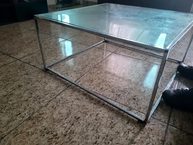 Mesa centro tampo de vidro 