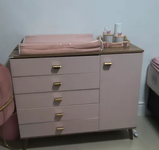 Cômoda Infantil Bartira Ternura Com 5 Gavetas E 1 Porta