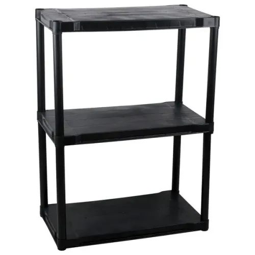Estante de Plástico Multiuso com 3 Prateleiras Preta 70x38x94cm