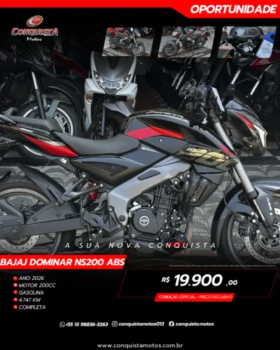 Bajaj NS 200 ABS 2026 | Apenas 4.700Km (COM GARANTIA)